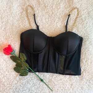 Gold Chain Strapped Bustier Top